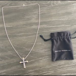 David Yurman men’s box chain necklace with cross